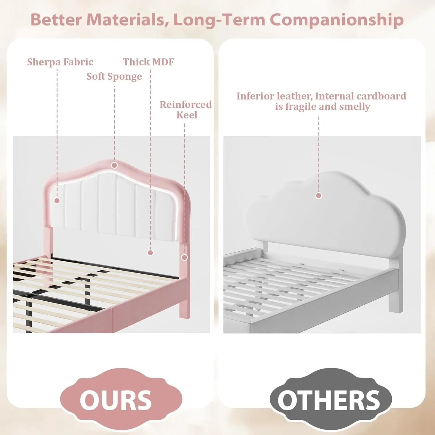 Princess Style Platform Upholstered Bed With Lights