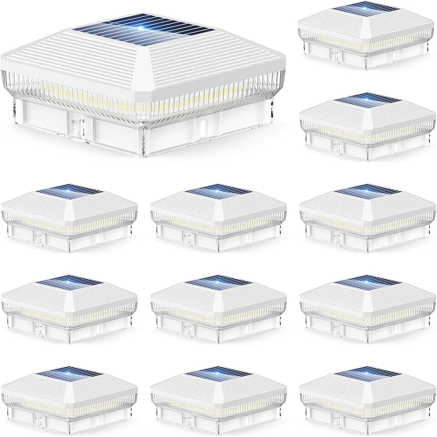 6/12-Pack Waterproof Solar Deck Post Cap Lights
