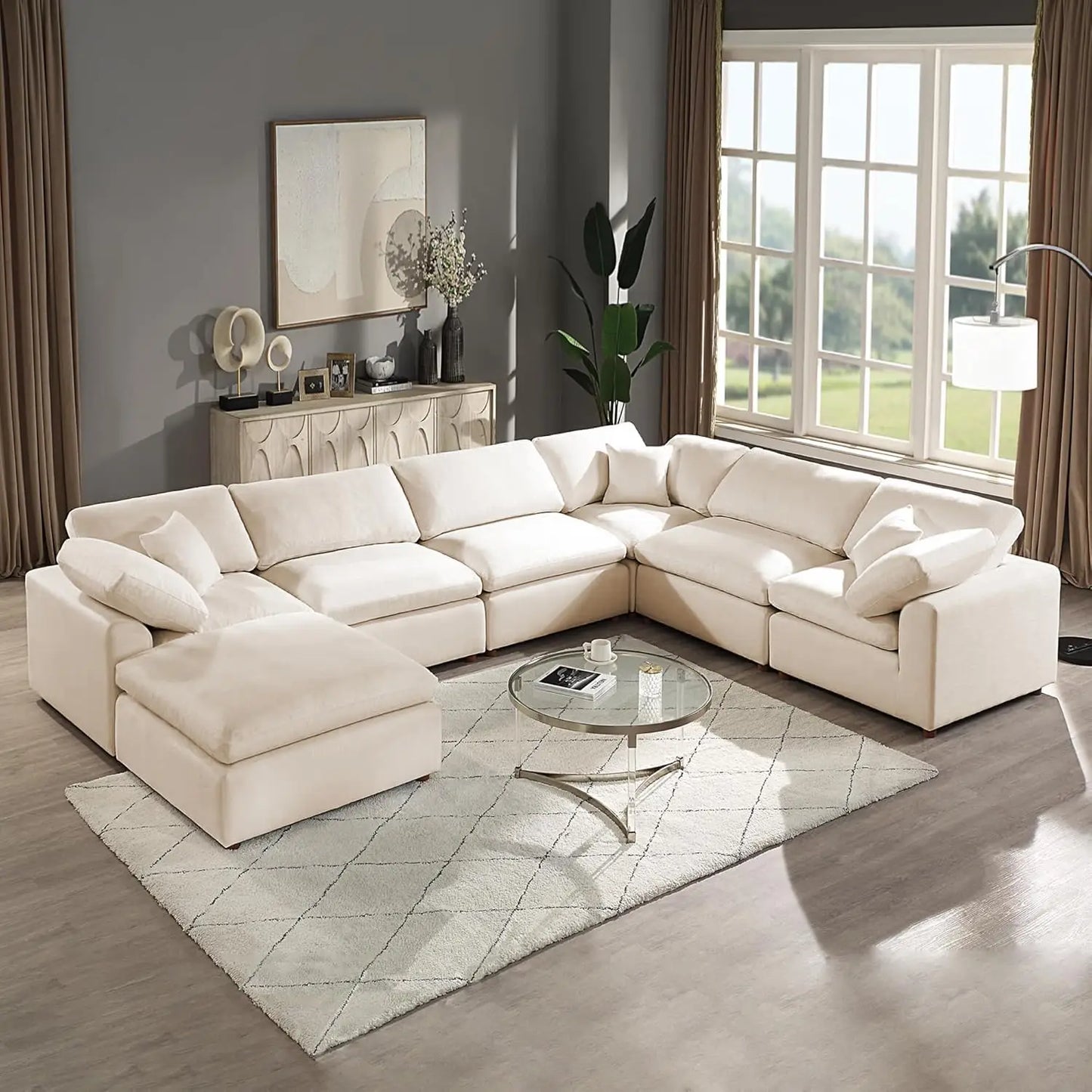 Oversized Modular Sectional Sofa, Cloud, Removable Covers