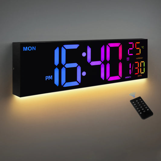16" Digital Clock, Color, Alarm, DST, Temperature