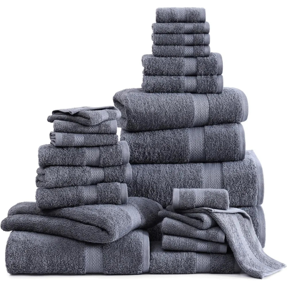 Cotton Bath Towel Set - 24Pcs - Ultra Soft, Absorbent