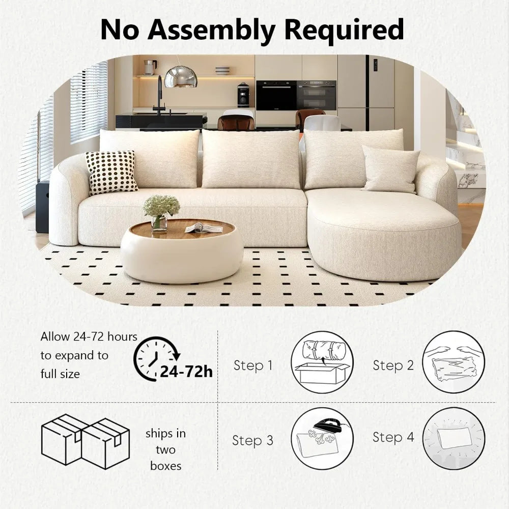Luxury Modern Curved Back Sectional ,Minimalist L-Shape