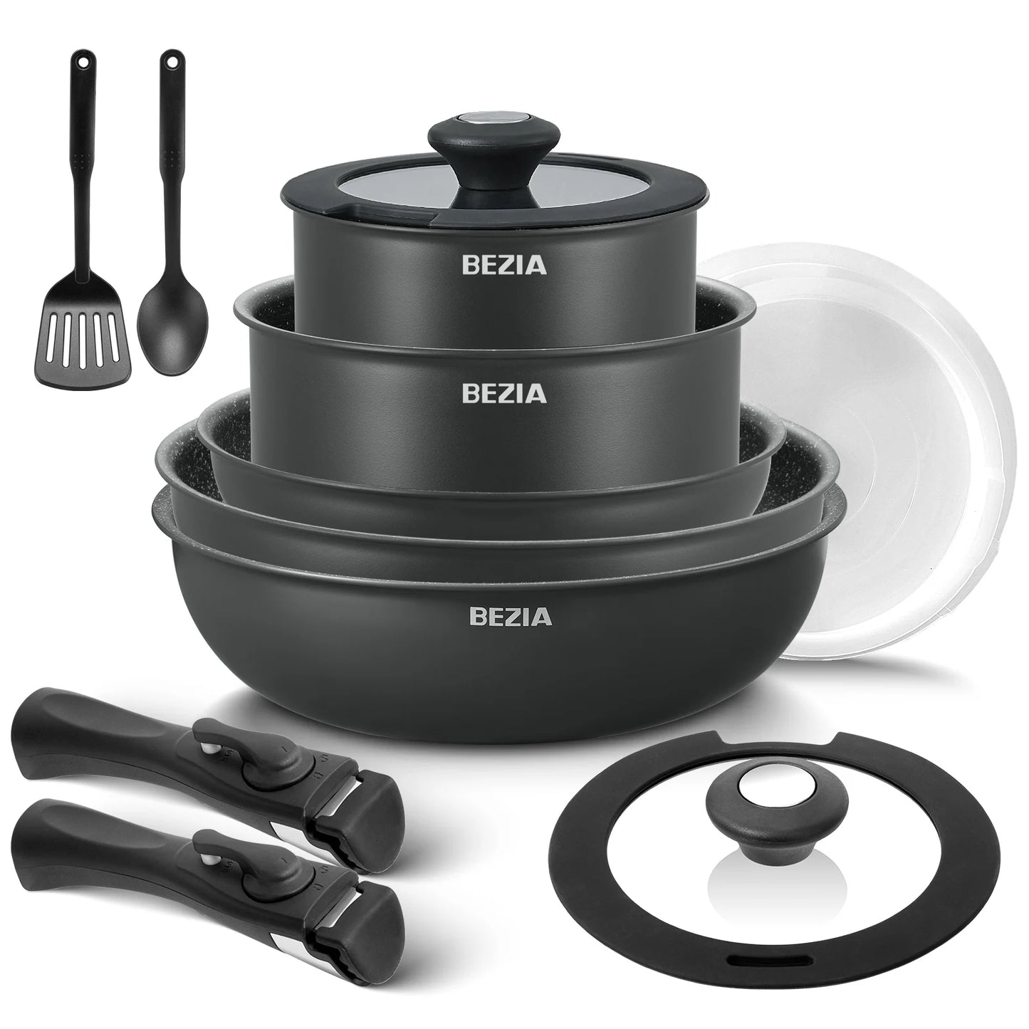 Nonstick Cookware Set 13 Pieces, Removable Handles