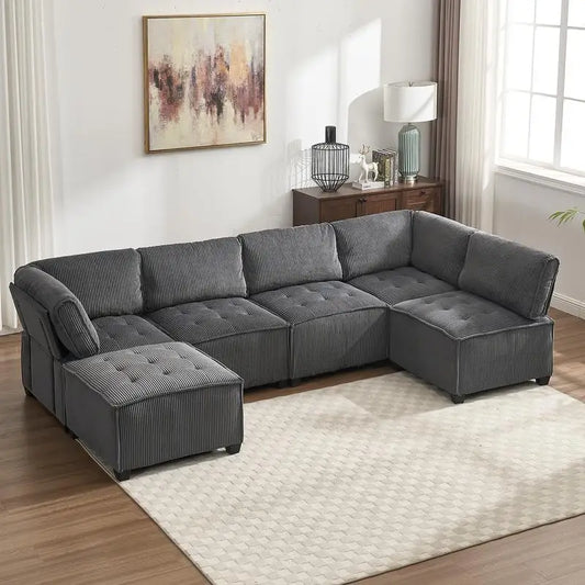 Modular Sectional U-Shaped Couch With Reversible Chaise
