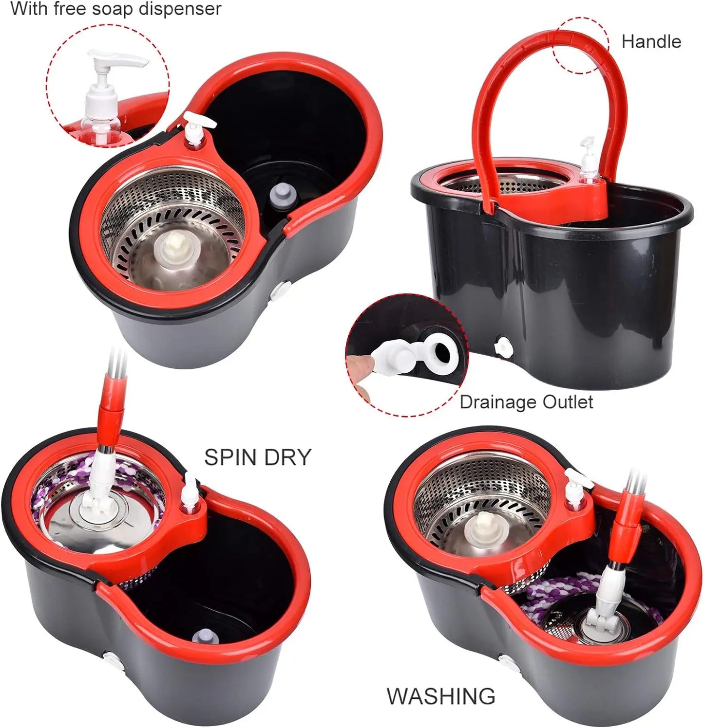 Spin Mop Bucket Sets with Wring System