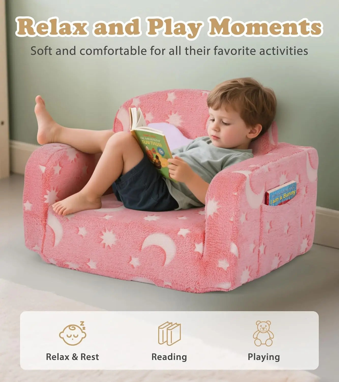 Glow In Dark Kids Sofa, Foldable -Toddler