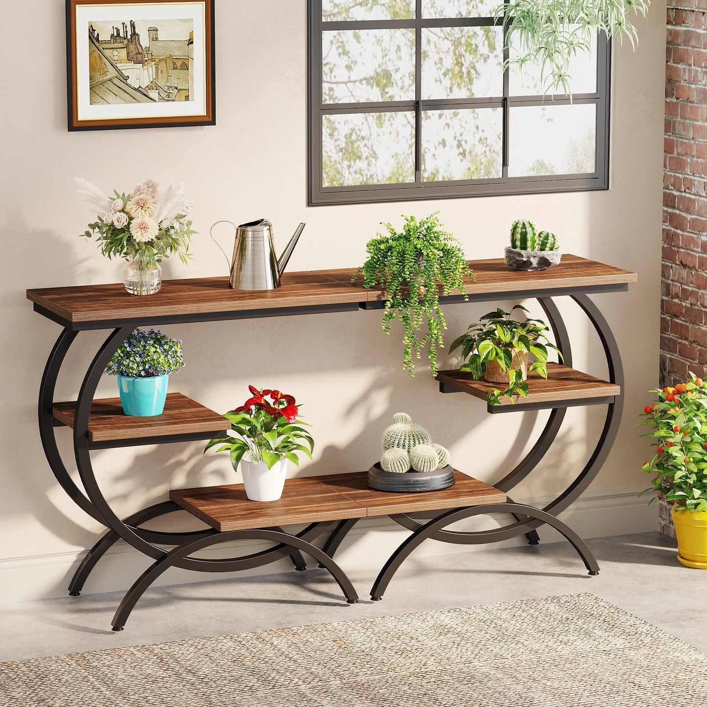 Tribesigns C-Shaped End Table, With Storage Shelves