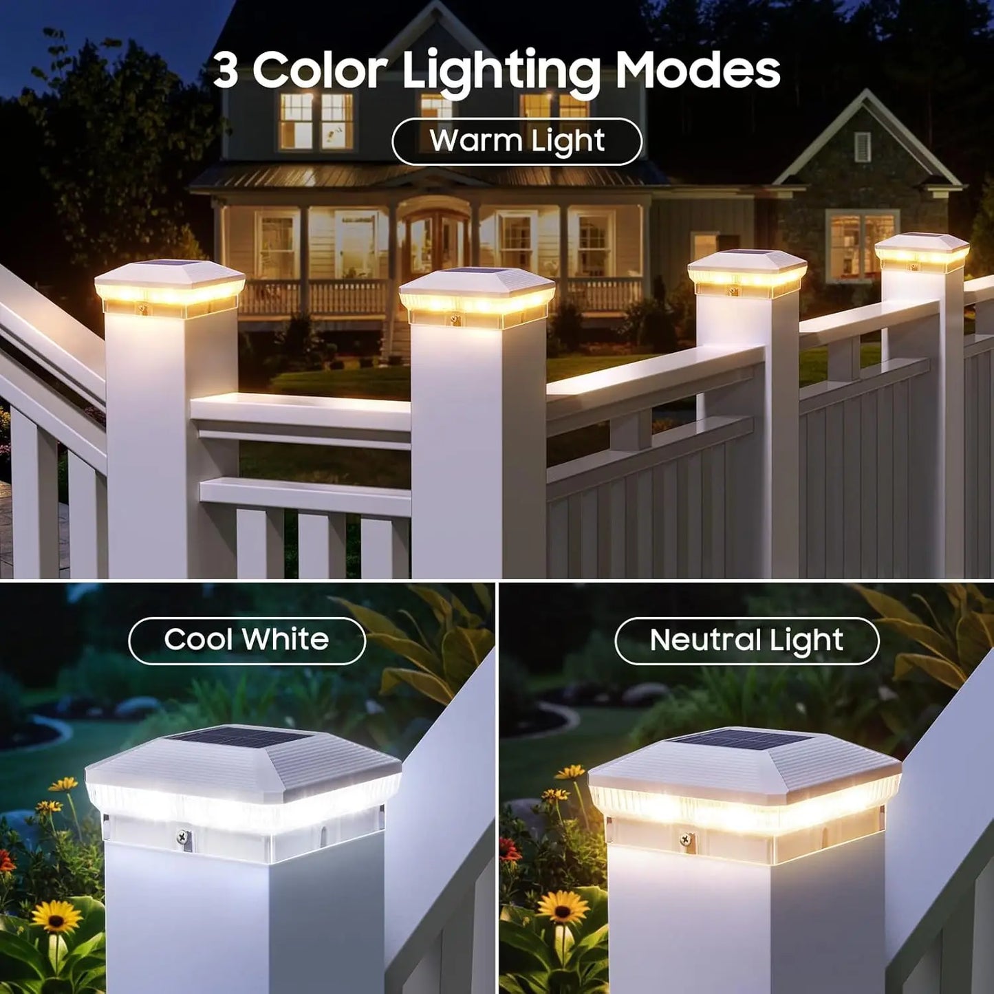 6/12-Pack Waterproof Solar Deck Post Cap Lights
