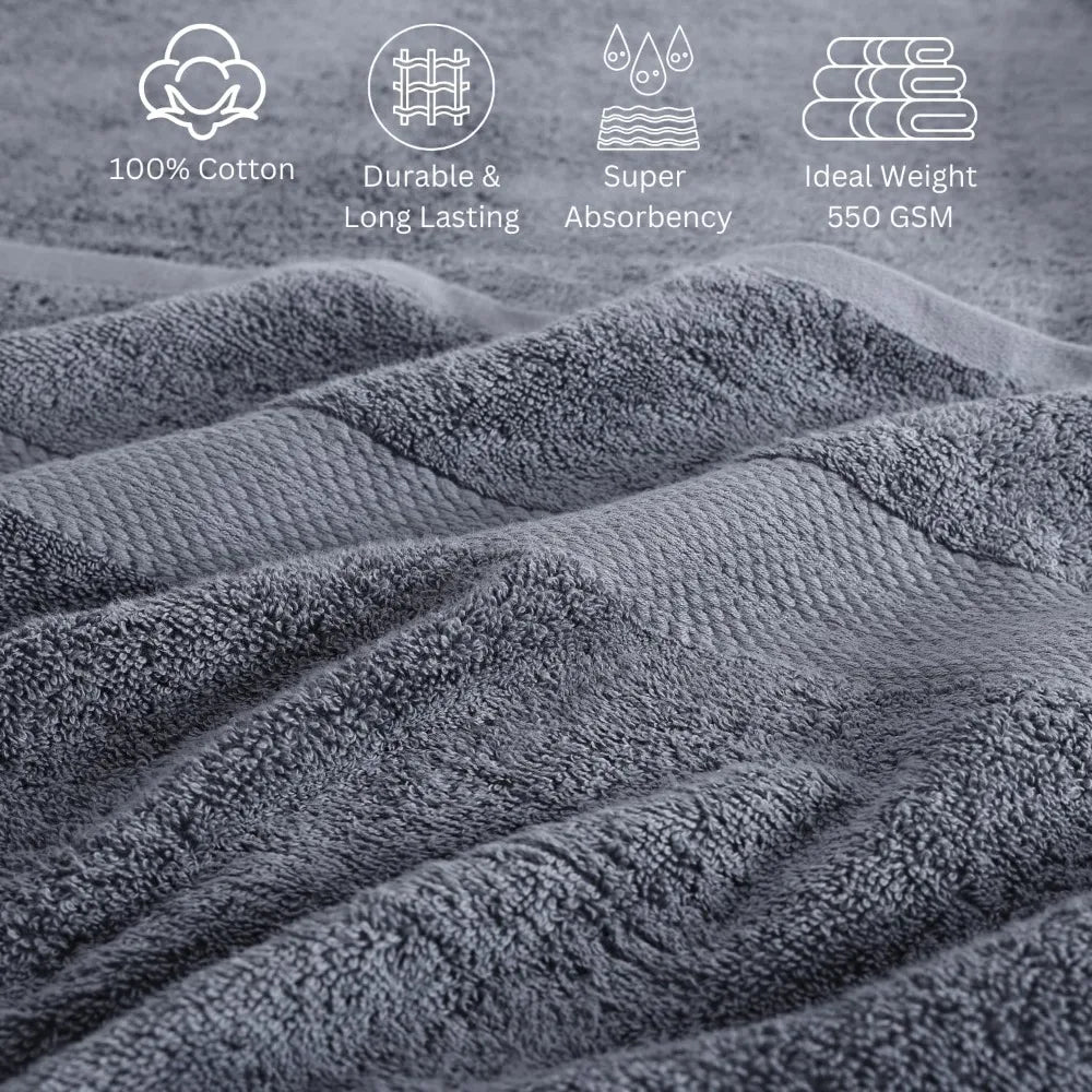 Cotton Bath Towel Set - 24Pcs - Ultra Soft, Absorbent