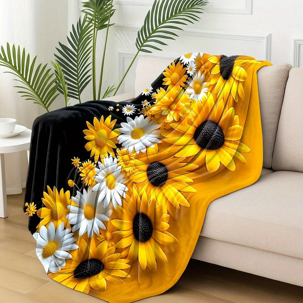 Sunflower Soft Flannel Throw, Washable, Pet Safe