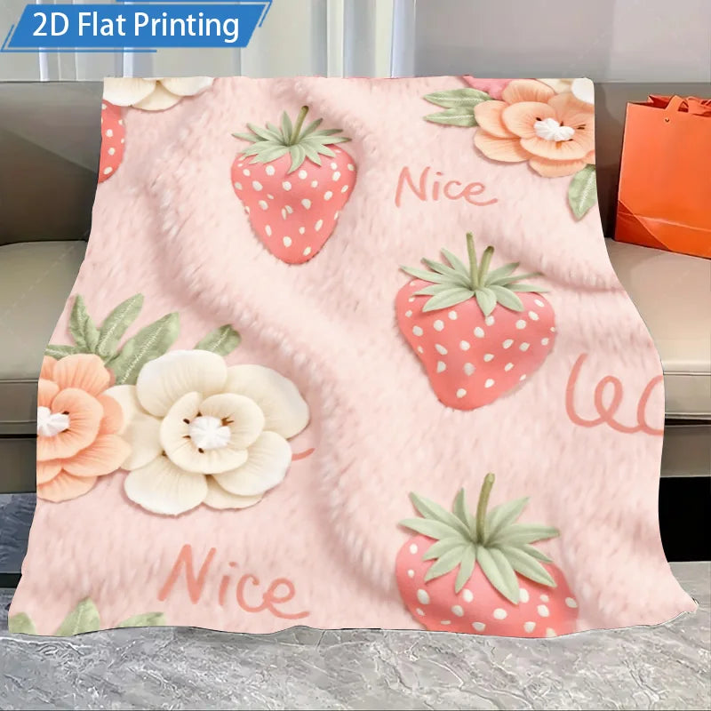 Pepperoni Pizza Print Fleece Throw, Cozy Bedding