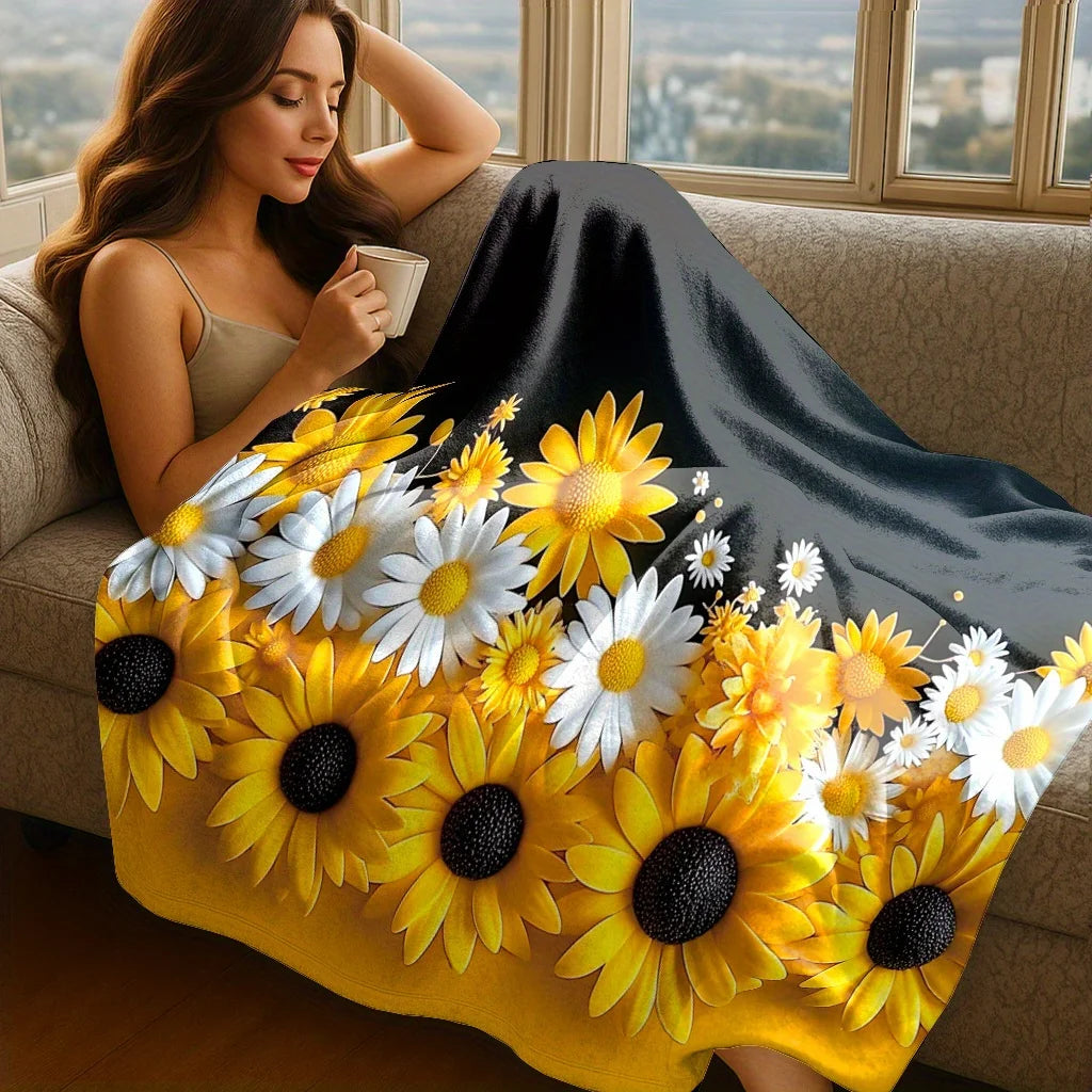Sunflower Soft Flannel Throw, Washable, Pet Safe