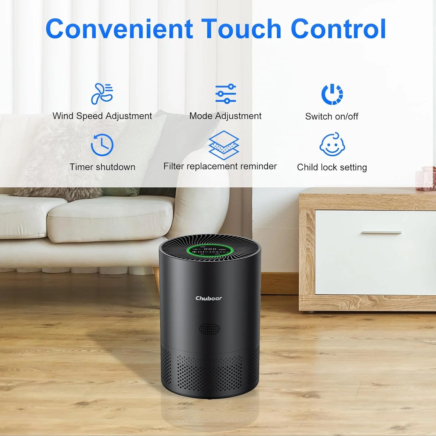 Chuboor Air Purifier, H13 True HEPA Filtration