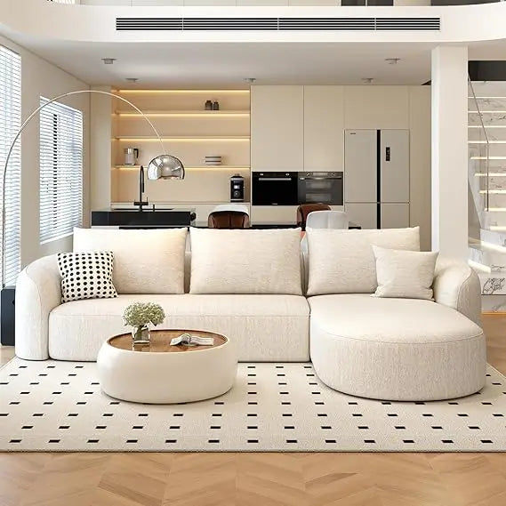 Luxury Modern Curved Back Sectional ,Minimalist L-Shape