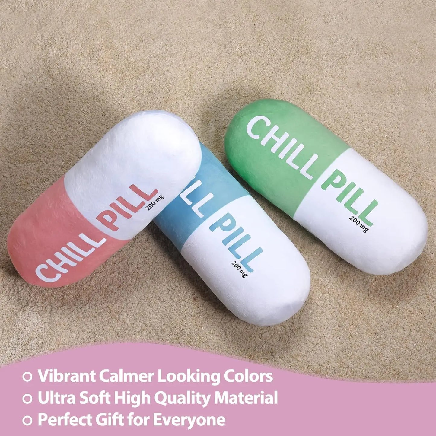 Cute, Trendy Chill Pill Decorative Dorm Pillow