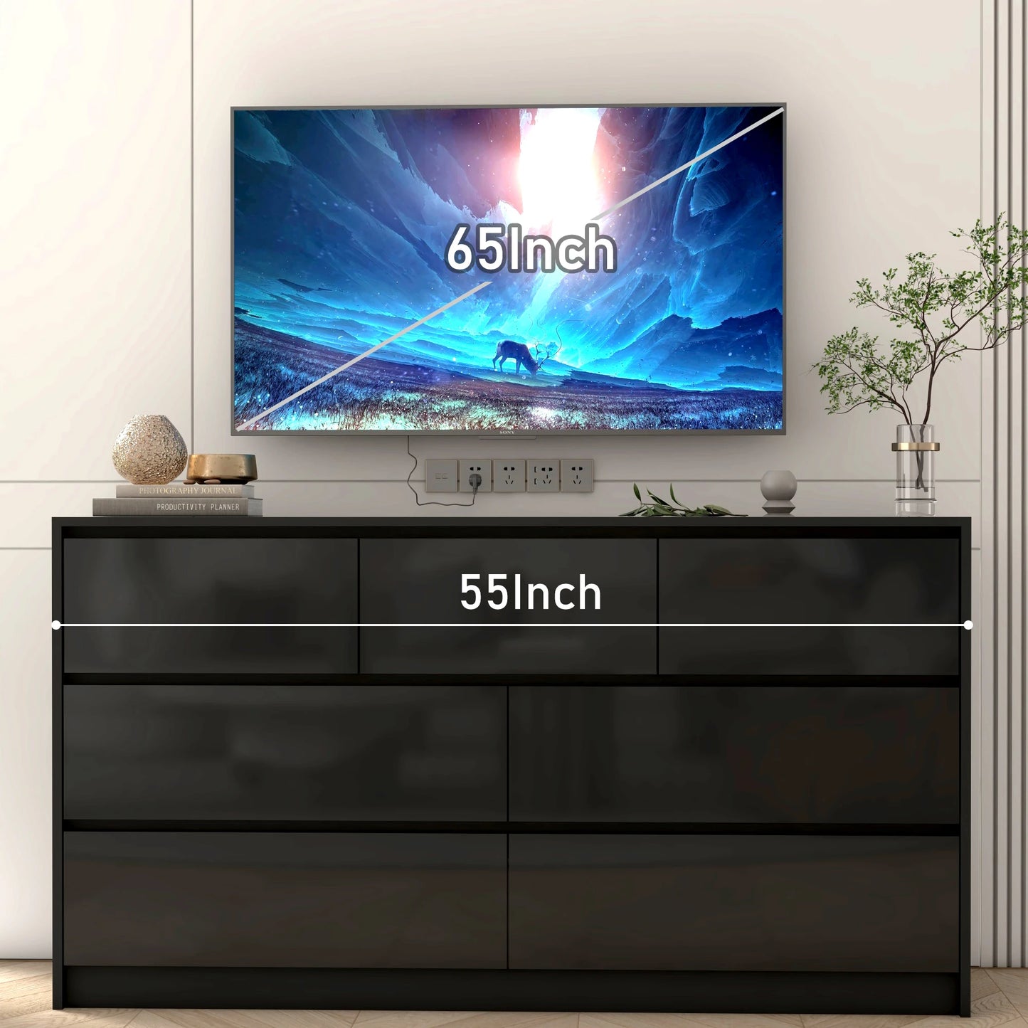 55 Inch Modern Dresser With 7 Drawers