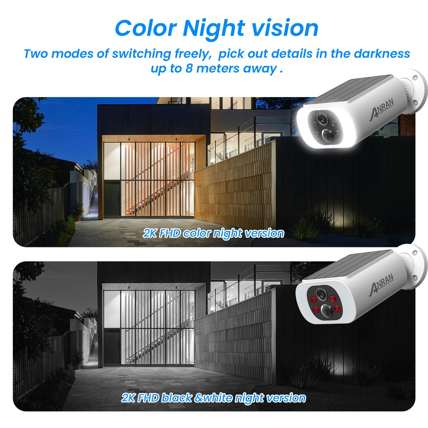 Wireless Outdoor Solar Security Camera, Night Vision