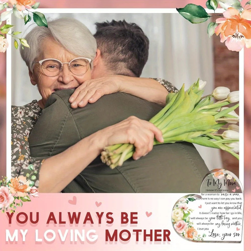 Mom Acrylic Heart Plaque: Thoughtful, Shows Gratitude