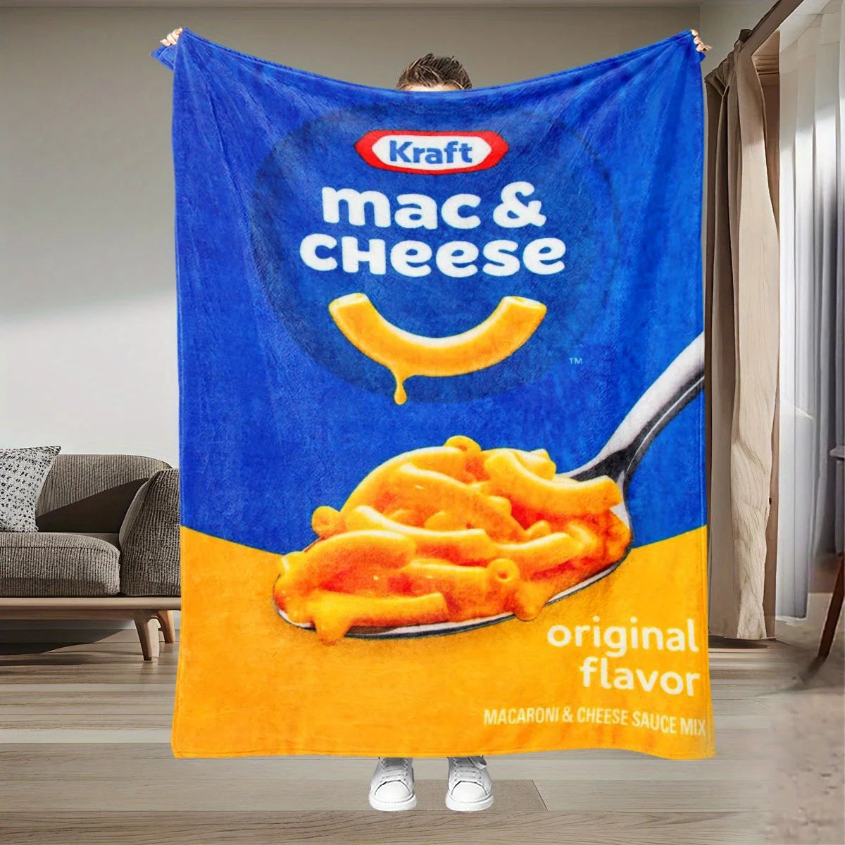 Kraft Mac Cheese Flannel Throw - Retro Design