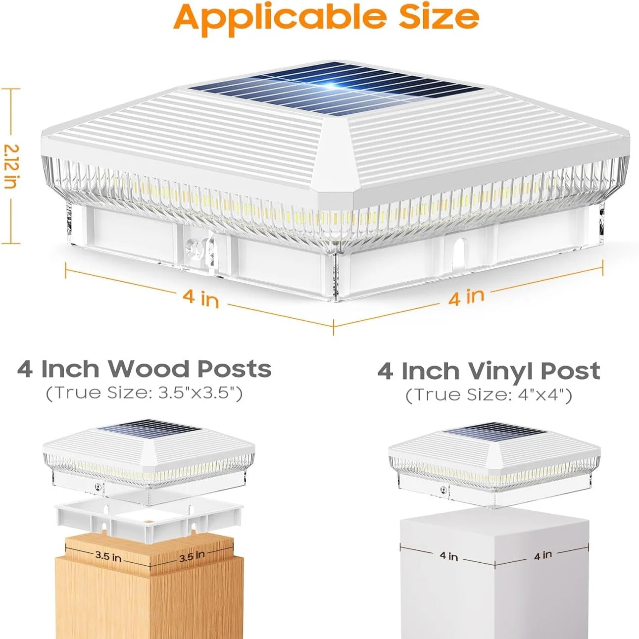 6/12-Pack Waterproof Solar Deck Post Cap Lights