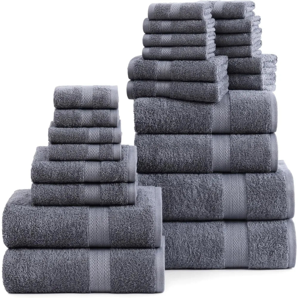 Cotton Bath Towel Set - 24Pcs - Ultra Soft, Absorbent