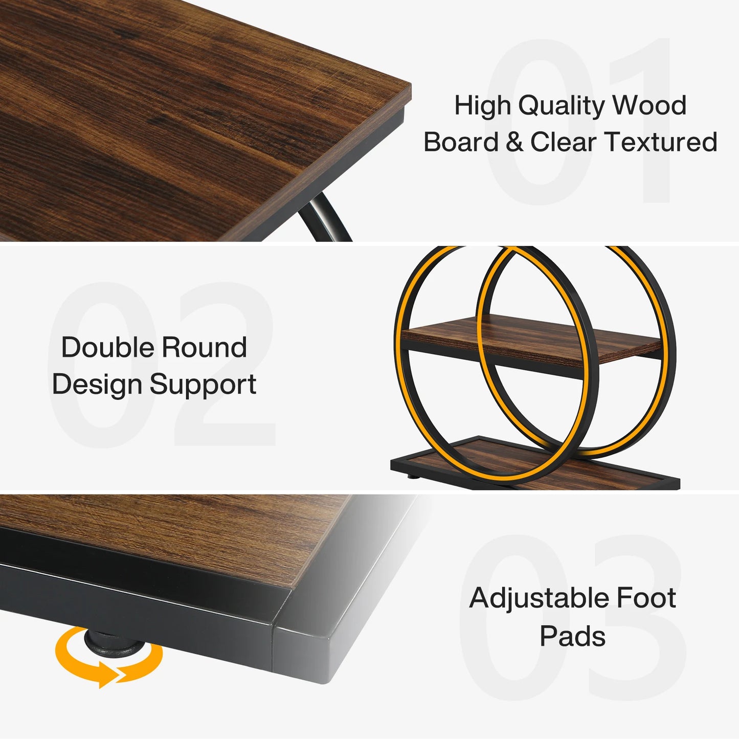 Tribesigns End Table With 3 Storage Shelves