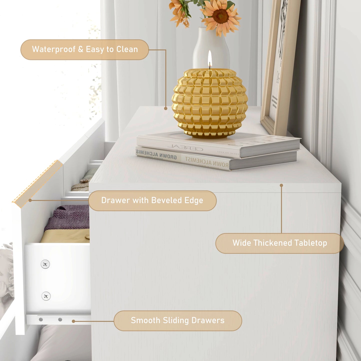55 Inch Modern Dresser With 7 Drawers