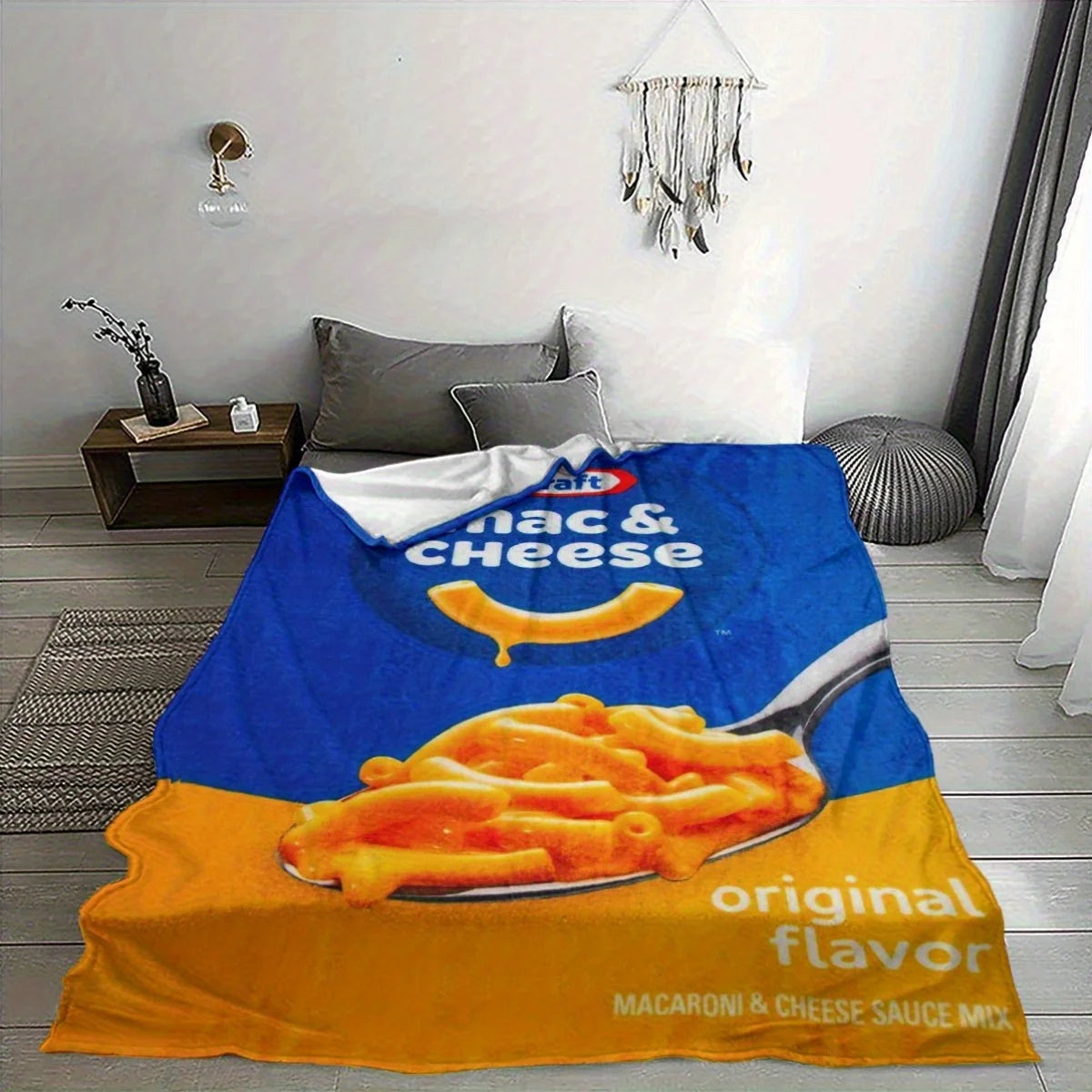 Kraft Mac Cheese Flannel Throw - Retro Design