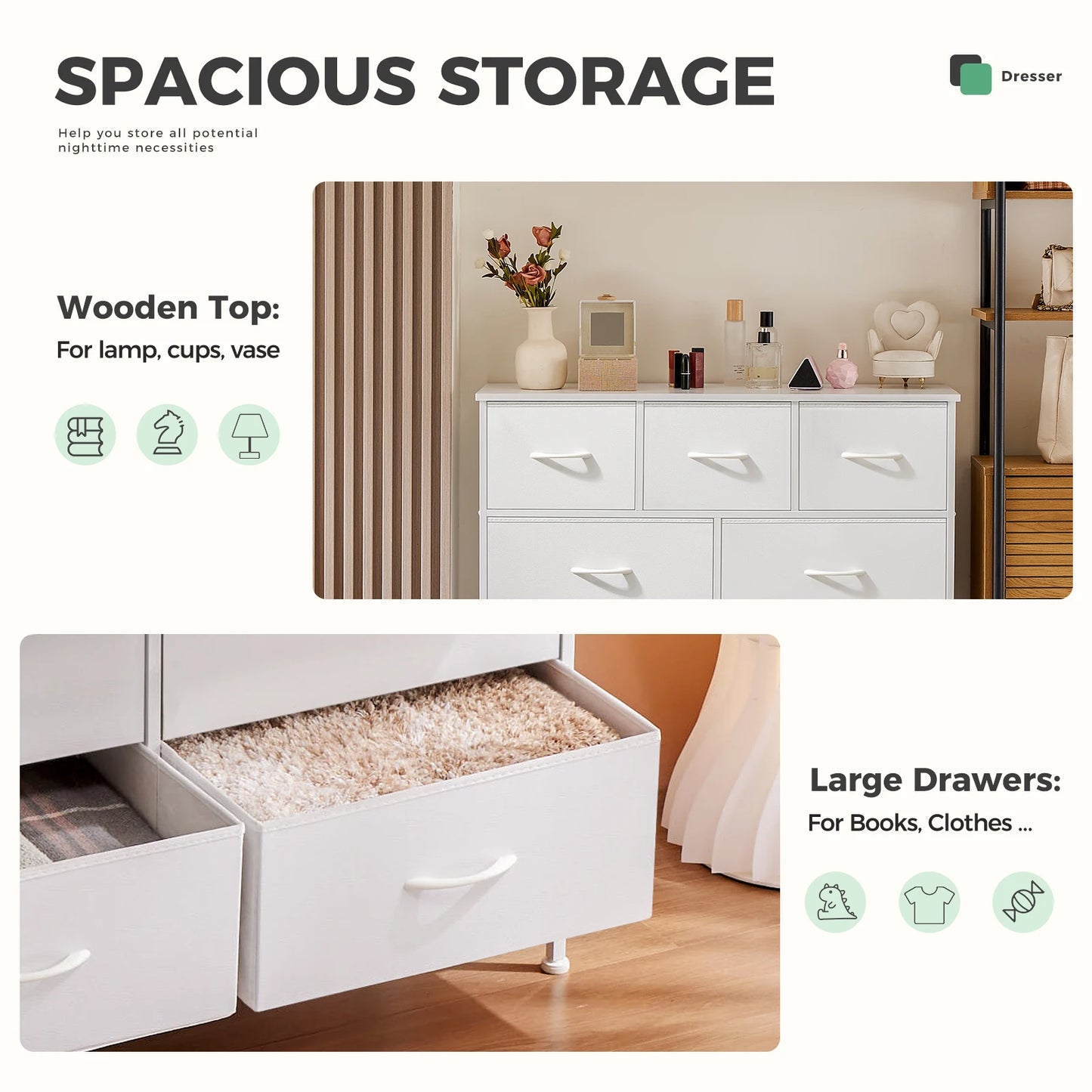 JHK Wardrobe Dresser With 5/7/10, Fabric Drawers
