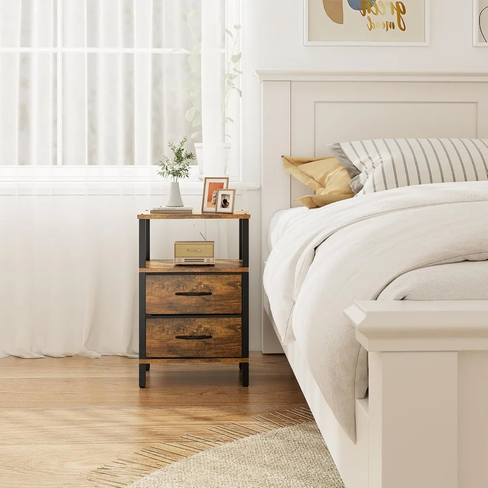 Modern Side Tables With Fabric Drawers (2)