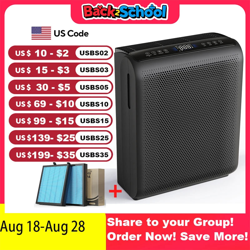AROEVE Air Purifier 1504 Sq.Ft, Touch Control