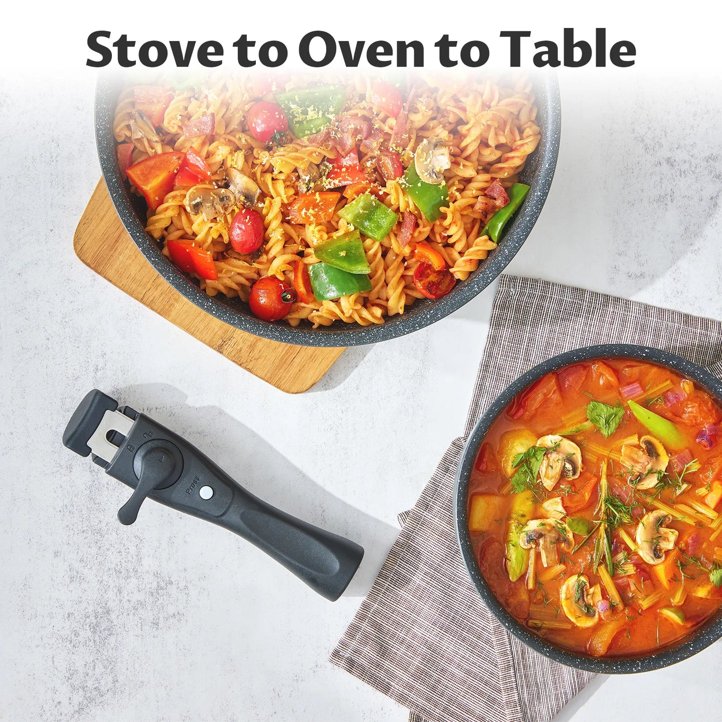 Nonstick Cookware Set 13 Pieces, Removable Handles