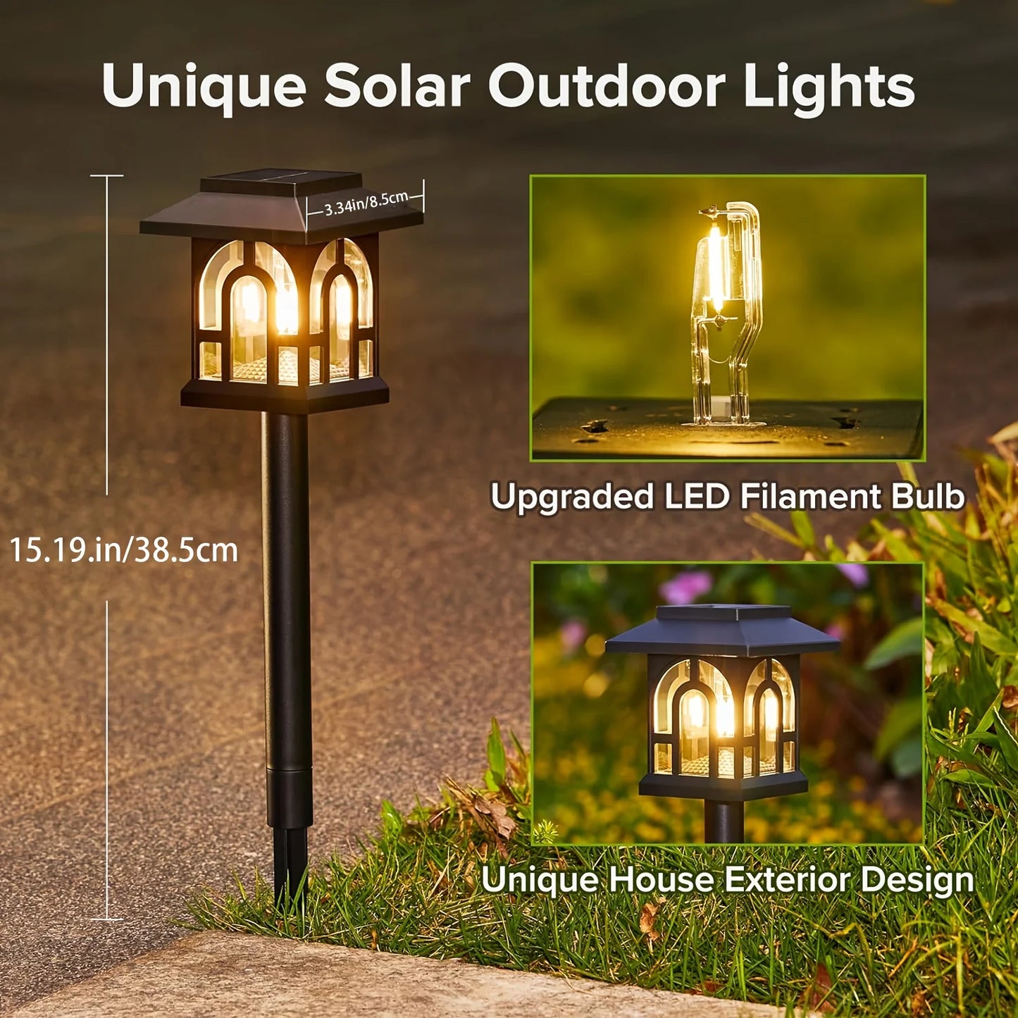Waterproof Solar Pathway Lights Outdoor, Auto On/Off