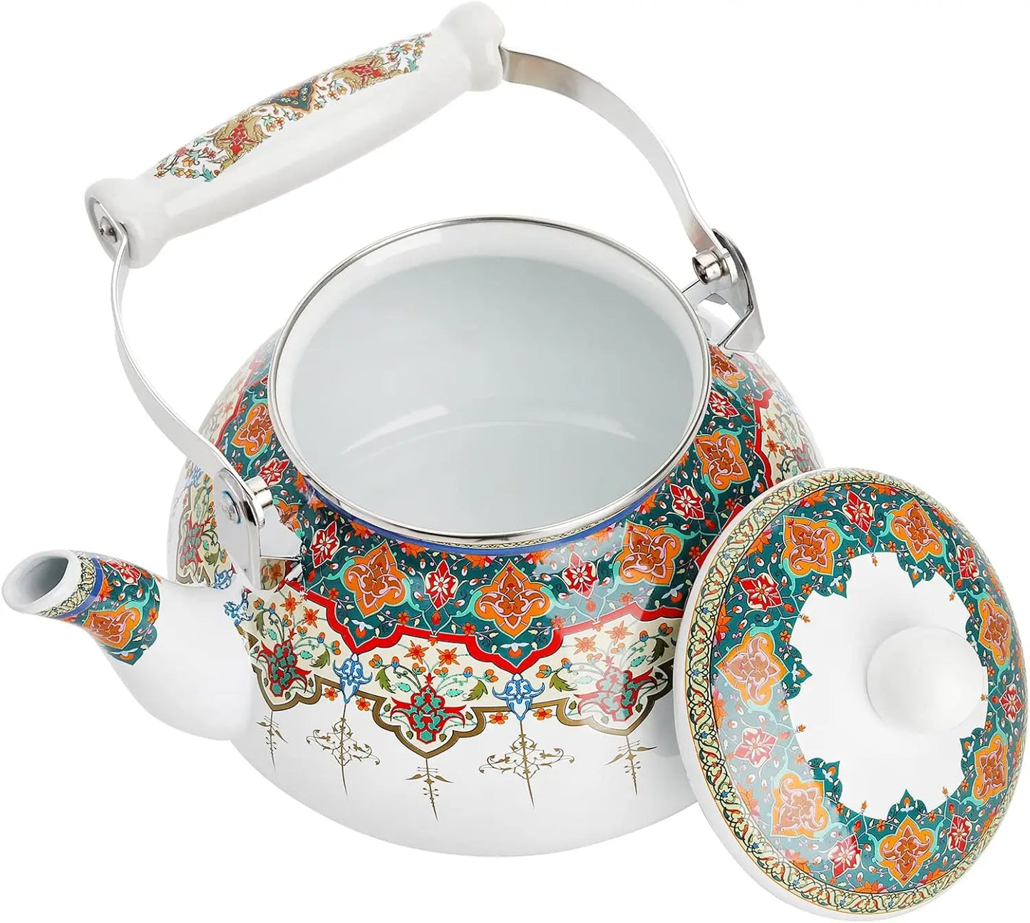 2.6QT Ceramic Tea Kettle,  Large Floral Colorful