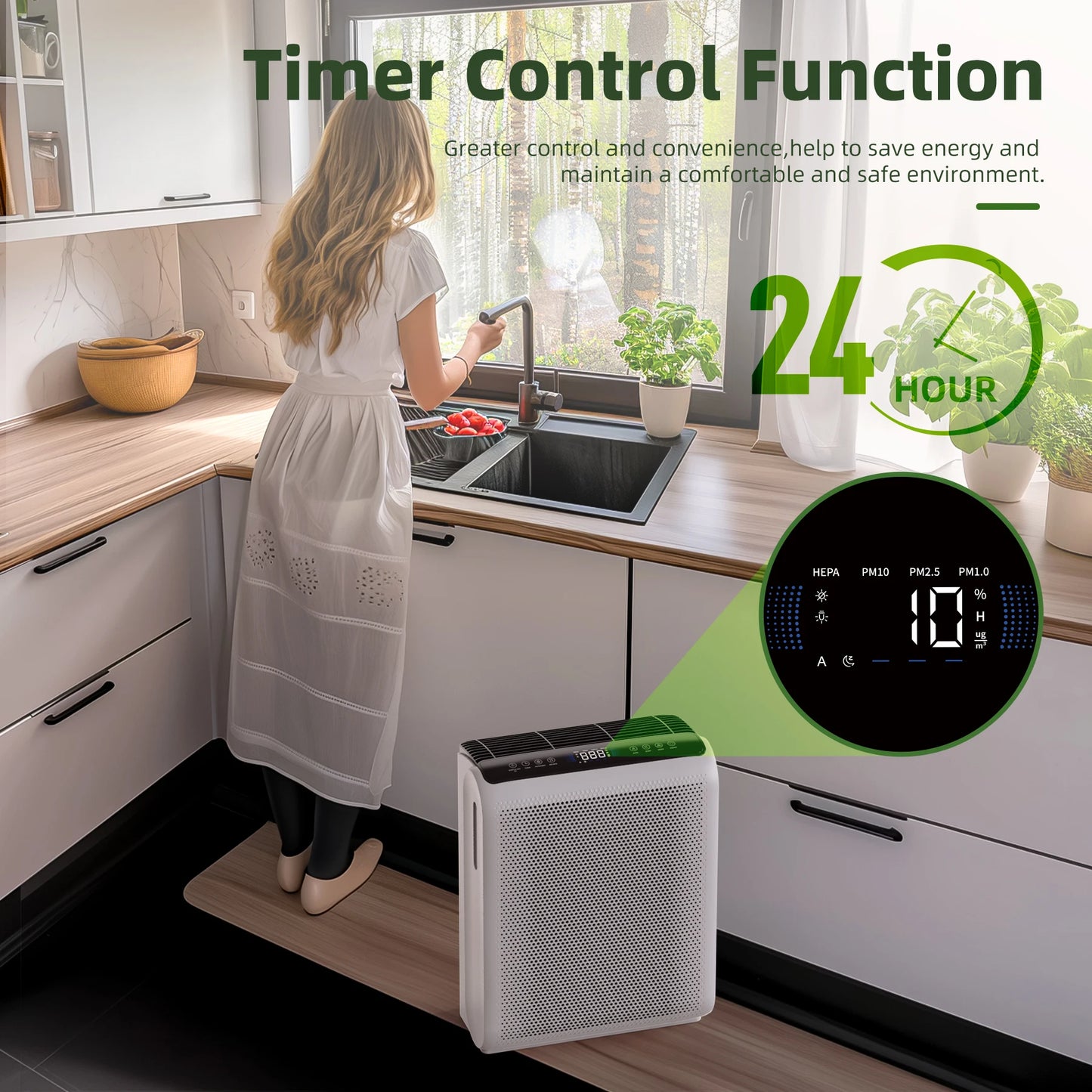 AROEVE Air Purifier 1504 Sq.Ft, Touch Control