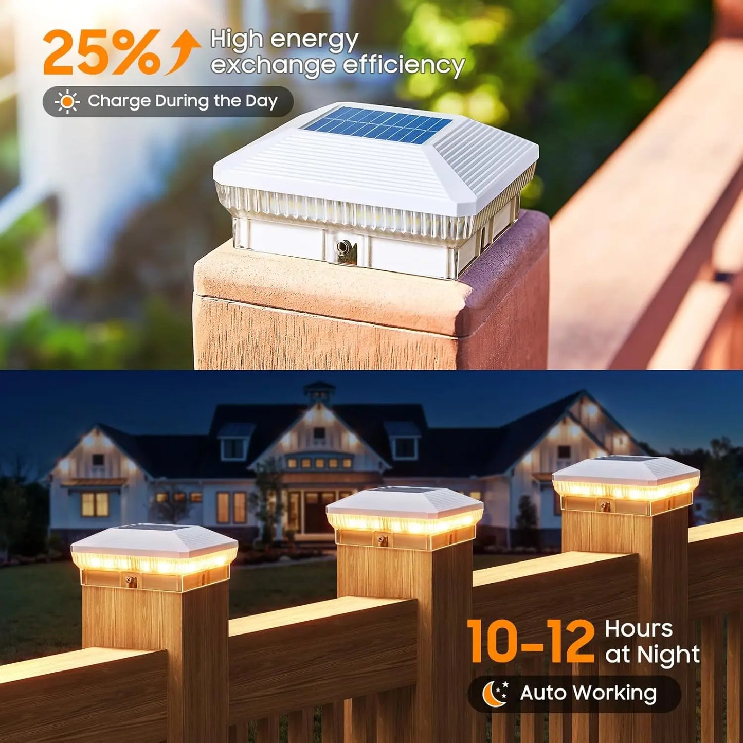 6/12-Pack Waterproof Solar Deck Post Cap Lights