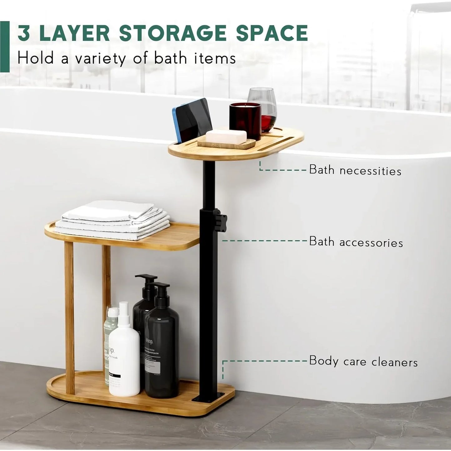 3 Tier Bamboo Bath Tray