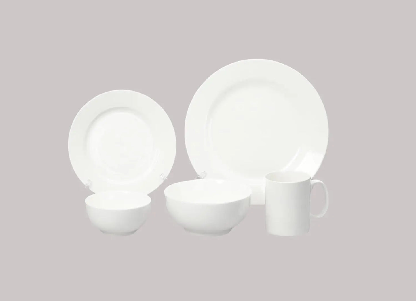 Bone China Rim Shape, White 40pc Dinnerware