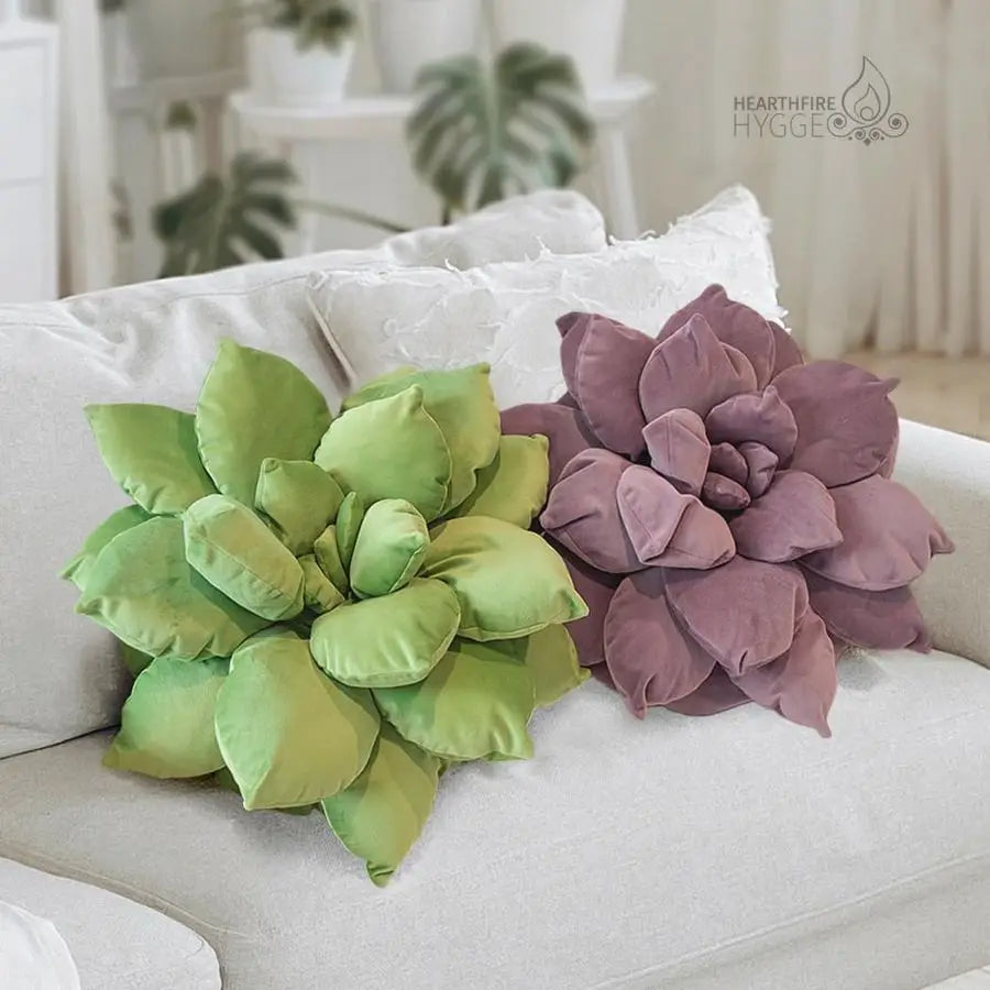 Handstitched Decorative Cactus Flower Pillow, Livingroom, Bedroom